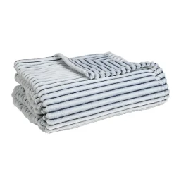 Plaid polaire côtelé extra doux et chaud Blanc/Denim 150x180 cm KASH
