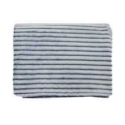 Plaid polaire côtelé extra doux et chaud Blanc/Denim 150x180 cm KASH