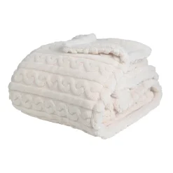 Plaid polaire doux & chaud Ecru 150x180 cm WARM WOOL