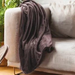 Plaid polaire 150x200 cm microvelours 100% Polyester 280g/m2 VELVET marron ebene