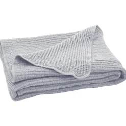 Plaid réversible 125x180 cm JAIPUR coton stone-washed gris perle