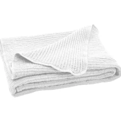 Plaid réversible 125x180 cm JAIPUR en coton stone-washed blanc