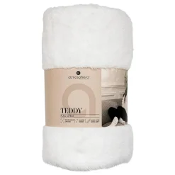 Plaid sweat capuche flanelle Teddy blanc taille unique - Atmosphera