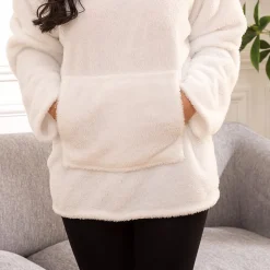 Plaid sweat capuche flanelle Teddy blanc taille unique - Atmosphera