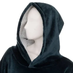 Plaid sweatshirt capuche - flanelle - bleu égéen - L-XL - Atmosphera