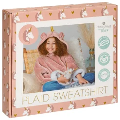 Plaid sweatshirt capuche Licorne - rose - Atmosphera