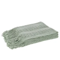 Plaid tricot en textile vert 143x195x1 cm