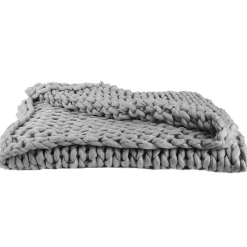 Plaid tricoté grosse maille 120x150 cm CHUNKY Gris