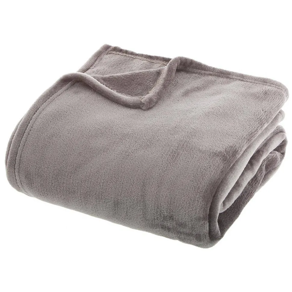 Plaid uni en flanelle - gris 180x230 cm - Atmosphera