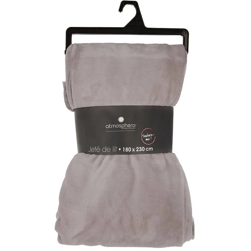Plaid uni en flanelle - gris 180x230 cm - Atmosphera