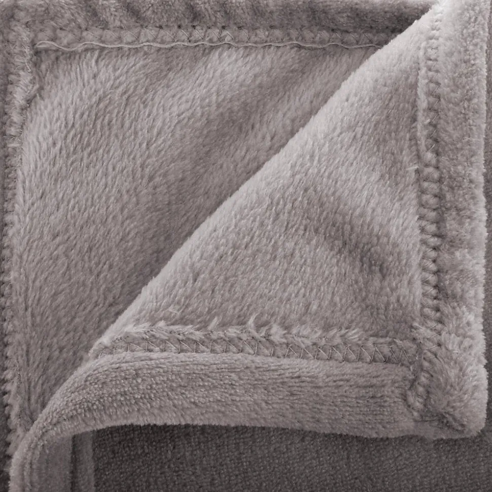 Plaid uni en flanelle - gris 180x230 cm - Atmosphera