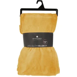 Plaid uni en flanelle - jaune moutarde 180x230 cm - Atmosphera
