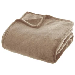 Plaid uni en flanelle - lin 180x230 cm - Atmosphera