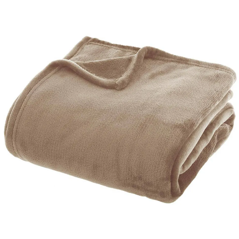 Plaid uni en flanelle - lin 180x230 cm - Atmosphera