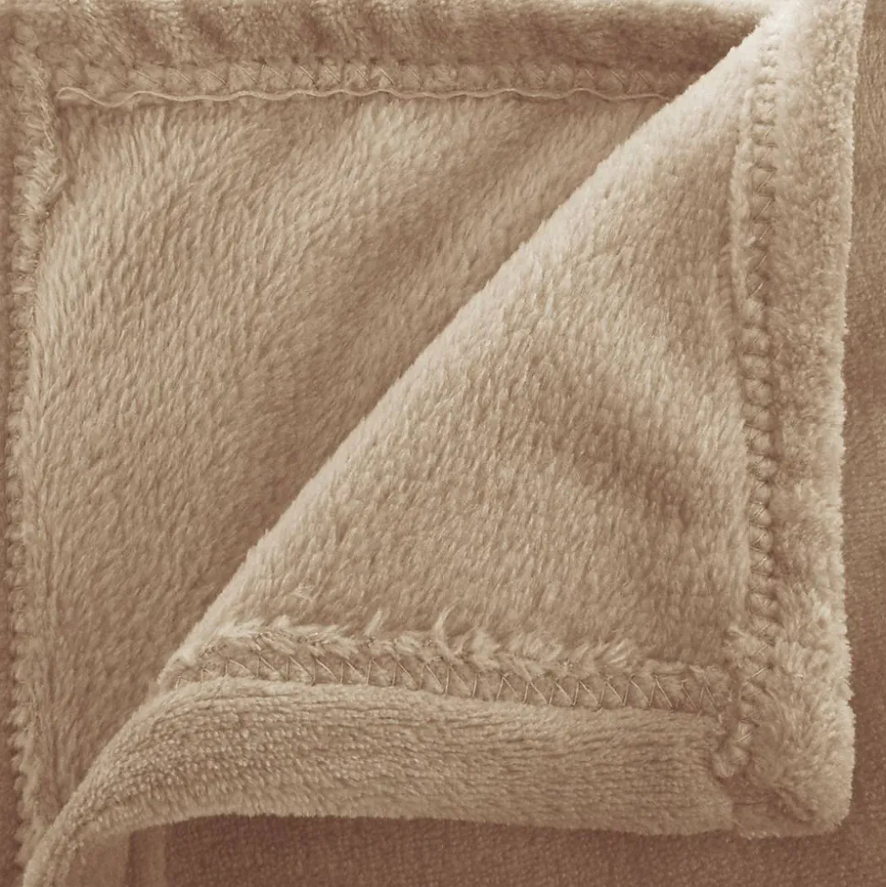 Plaid uni en flanelle - lin 180x230 cm - Atmosphera