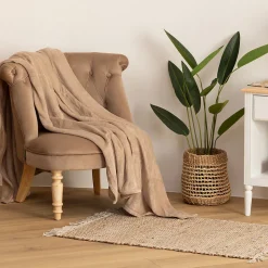 Plaid uni en flanelle - lin 180x230 cm - Atmosphera