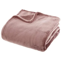 Plaid uni en flanelle - rose 180x230 cm - Atmosphera