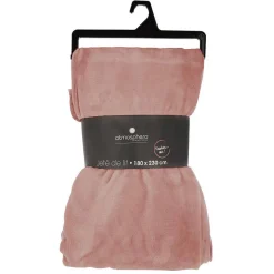 Plaid uni en flanelle - rose 180x230 cm - Atmosphera