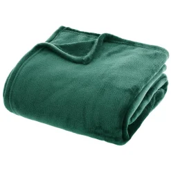 Plaid uni en flanelle - vert 180x230 cm - Atmosphera