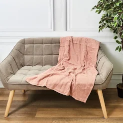 Plaid 120x150 cm collection ECLOSION gaze de coton rose litchi