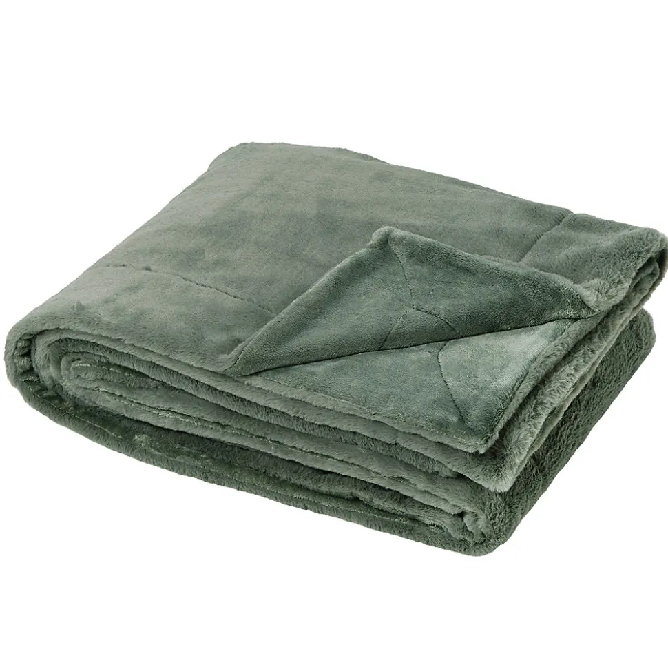 Plaid 150x200 cm en polyester MELLOW vert argile