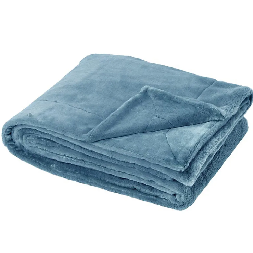 Plaid 150x200 cm en polyester MELLOW bleu orage