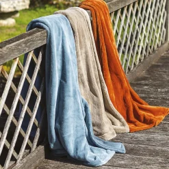 Plaid 150x200 cm en polyester MELLOW bleu orage
