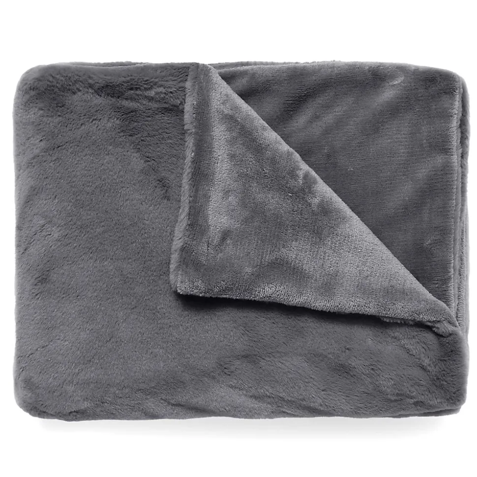 Plaid 130x170 cm WOODLAND fausse fourrure gris Ardoise