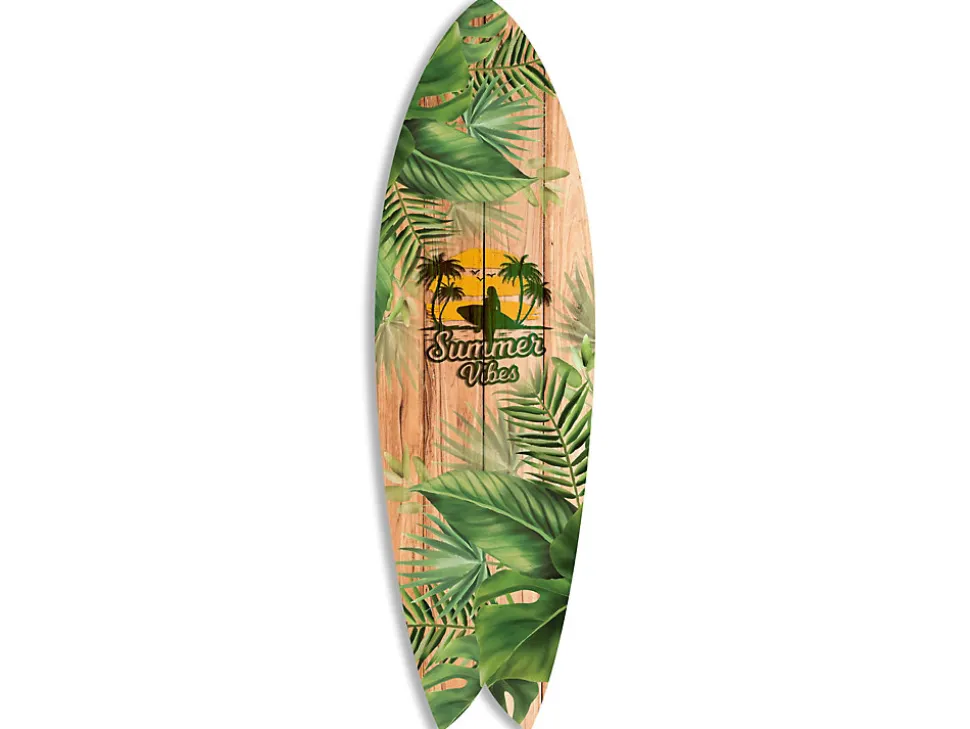 Planche de surf déco, impression alu-dibond, décoration murale, déco surf, Planche de surf déco Summer Vibes, 100x30 cm