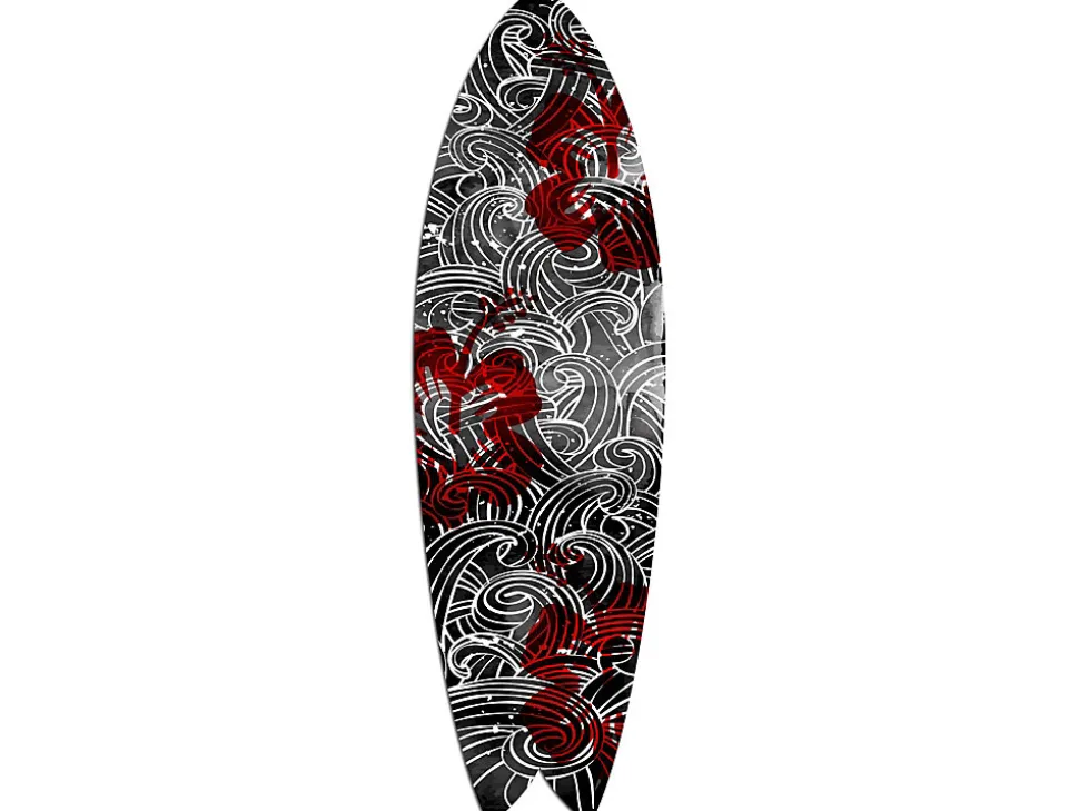 Planche de surf déco, impression alu-dibond, décoration murale, déco surf, Planche de surf décorative Floral Surf, 100x30 cm