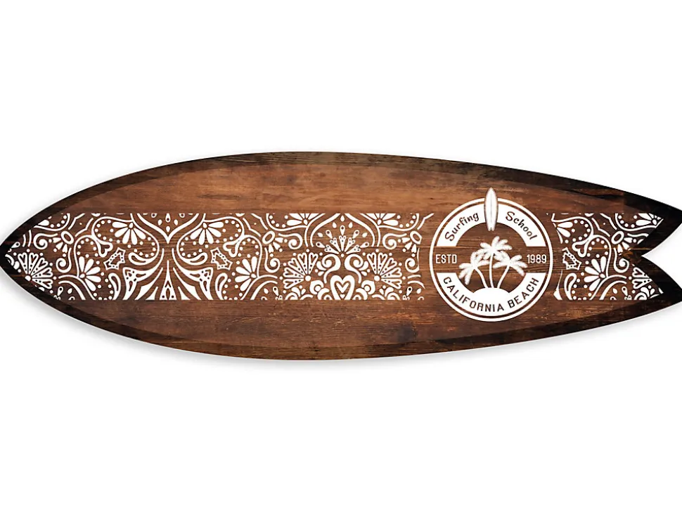 Planche de surf déco, impression alu-dibond, décoration murale, déco surf, Planche de surf déco Surf School, 100x30 cm