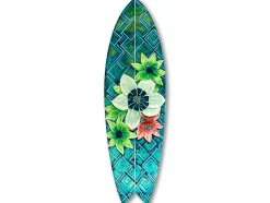 Planche de surf décorative, impression sur alu-dibond, déco murale, Planche de surf décorative style tropical, 100x30 cm