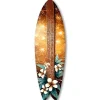 Planche de surf décorative, impression sur alu-dibond, déco murale, Planche de surf décorative design fleur hawaienne 3, 100x30 cm