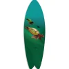 Planche de surf décorative, impression sur alu-dibond, déco murale, Planche de surf déco murale Tortue Marine, 100x30 cm