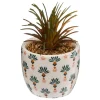 Plante artificielle - pot imprimé en porcelaine - H9 cm - Noir- Atmosphera