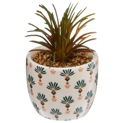 Plante artificielle - pot imprimé en porcelaine - H9 cm - Noir- Atmosphera
