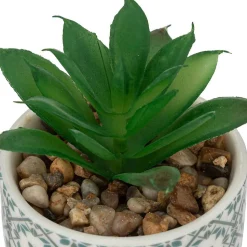 Plante artificielle - pot imprimé en porcelaine - H9 cm - Noir- Atmosphera