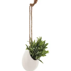 Plante artificielle - pot en céramique - H11 cm - Blanc- Atmosphera