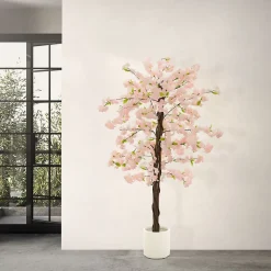 Plante artificielle cerisier ML-Design 180 cm en plastique avec pot pour intérieur et extérieur