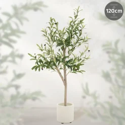 Plante artificielle olivier ML-Design 120 cm avec tronc et feuillage réaliste intérieur et extérieur
