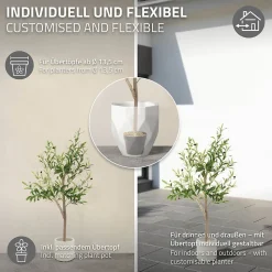 Plante artificielle olivier ML-Design 120 cm avec tronc et feuillage réaliste intérieur et extérieur