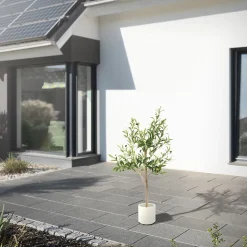 Plante artificielle olivier ML-Design 120 cm avec tronc et feuillage réaliste intérieur et extérieur