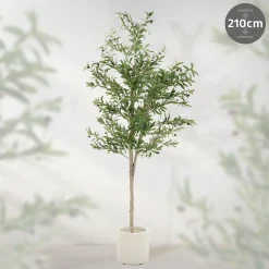 Plante artificielle olivier ML-Design 210 cm avec tronc et feuillage réaliste intérieur et extérieur