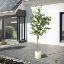 Plante artificielle olivier ML-Design 210 cm avec tronc et feuillage réaliste intérieur et extérieur