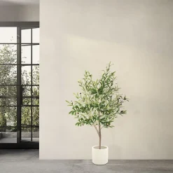 Plante artificielle olivier ML-Design 150 cm avec tronc et feuillage réaliste intérieur et extérieur