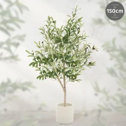 Plante artificielle olivier ML-Design 150 cm avec tronc et feuillage réaliste intérieur et extérieur