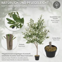 Plante artificielle olivier ML-Design 150 cm avec tronc et feuillage réaliste intérieur et extérieur