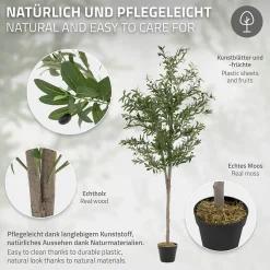 Plante artificielle olivier ML-Design 180 cm avec tronc et feuillage réaliste intérieur et extérieur