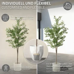 Plante artificielle olivier ML-Design 180 cm avec tronc et feuillage réaliste intérieur et extérieur