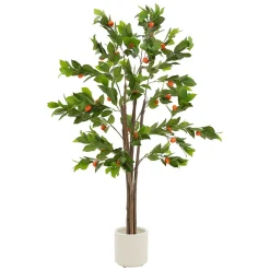 Plante artificielle oranger ML-Design 160 cm en plastique avec pot pour intérieur et extérieur